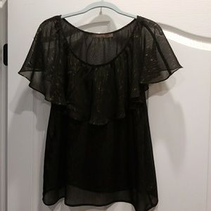 THE LIMITED ruffle shirt black with gold accents